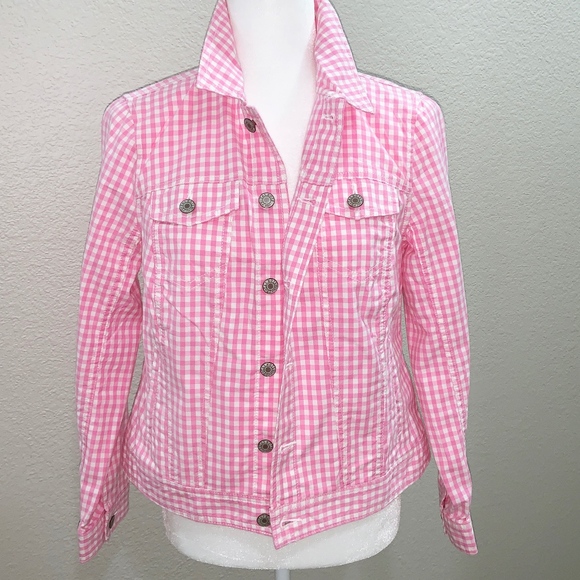 Talbots Jackets & Blazers - Talbots Pink Gingham Cotton Jacket Size MP NWOT